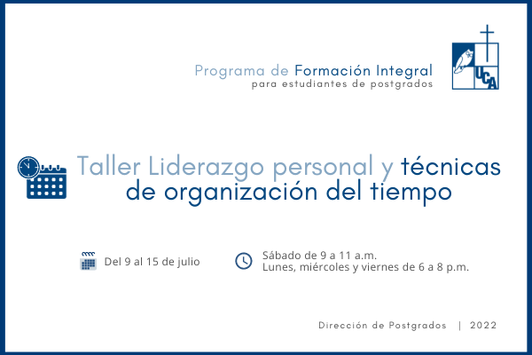 Taller Liderazgo personal y técnicas de organización del tiempo